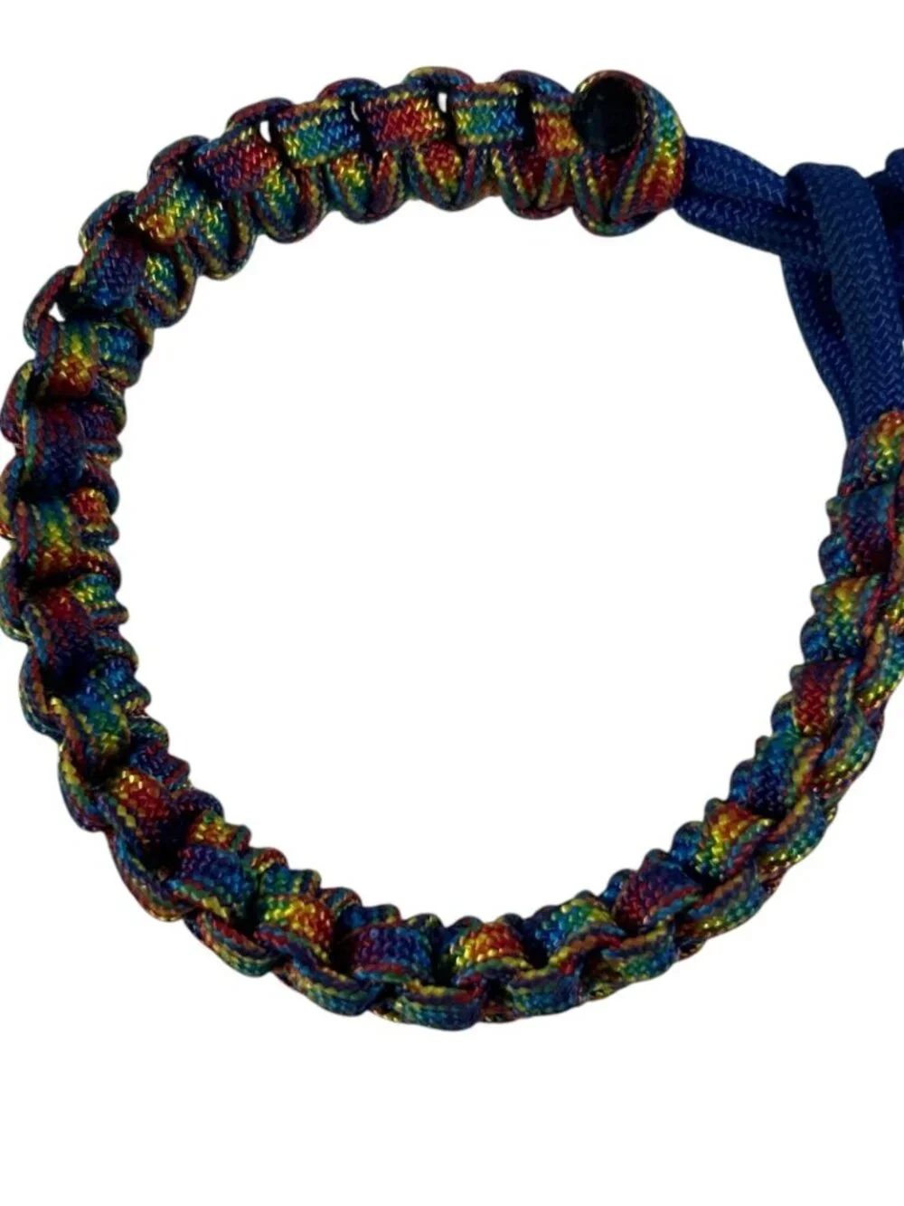 Rainbow Multicolor Paracord Bracelet Wide Woven Braided Knot Loop Closure
